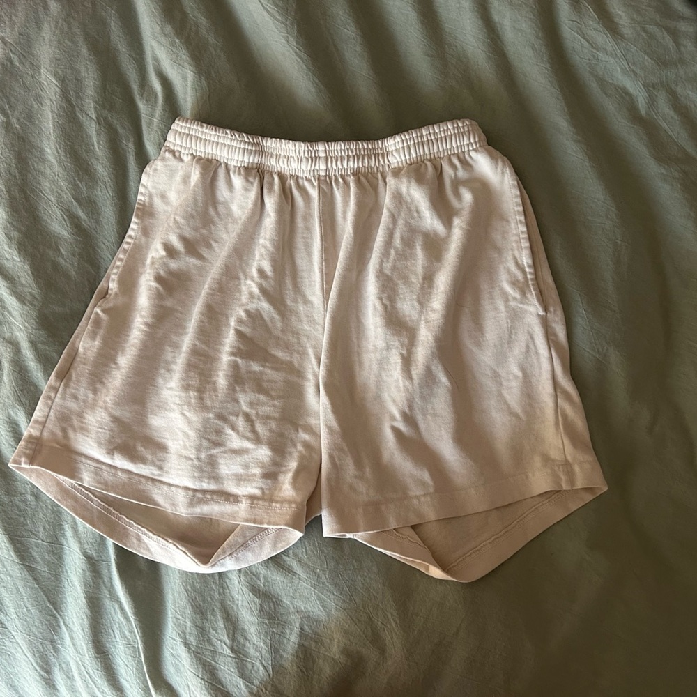 Los Angeles Apparel Cream Athletic Shorts Lightweight Elastic Waist